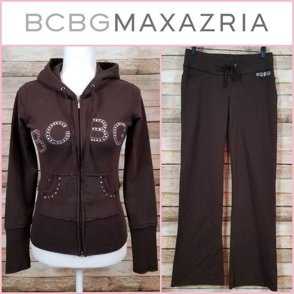 BCBGMaxAzria Tops - BCBG Maxazria Hoodie & Jogger Rhinestone Set